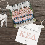 Custom Double Sided Sorority Photo Key Ring<br><div class="desc">Create a custom keepsake with this double-sided photo keychain, designed with a photo on the front and “Sisters Forever” on the back, which you can change to any text you’d like. There’s also a spot to input your sorority’s Greek letters, along with the date at the bottom for a personalised...</div>