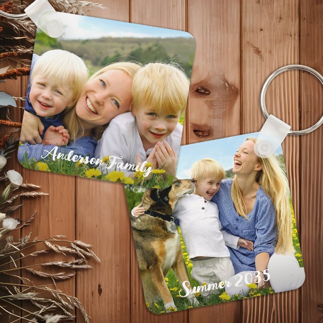 Custom Double Sided Two Photo Family Pets Kids Key Ring (Creator Uploaded)