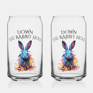 Custom Down the Rabbit Hole Blue Bunny Can Glass