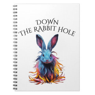 Custom Down the Rabbit Hole Blue Bunny Notebook