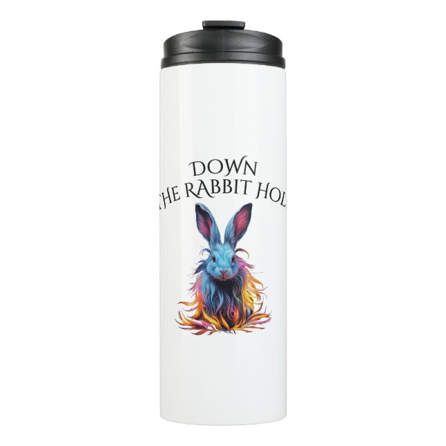 Custom Down the Rabbit Hole Blue Bunny Thermal Tumbler (Front)