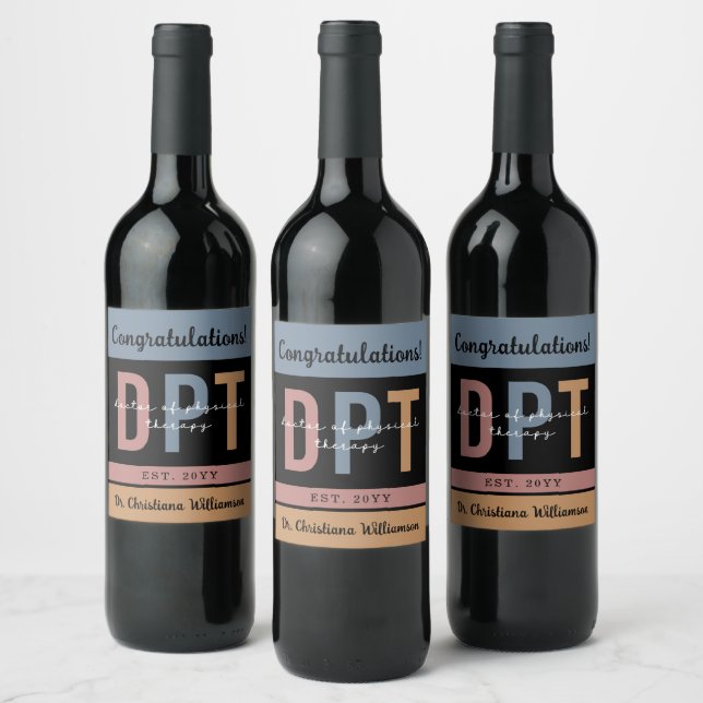 Custom DPT Doctor of Physical Therapy Graduation Wine Label (Bottles)