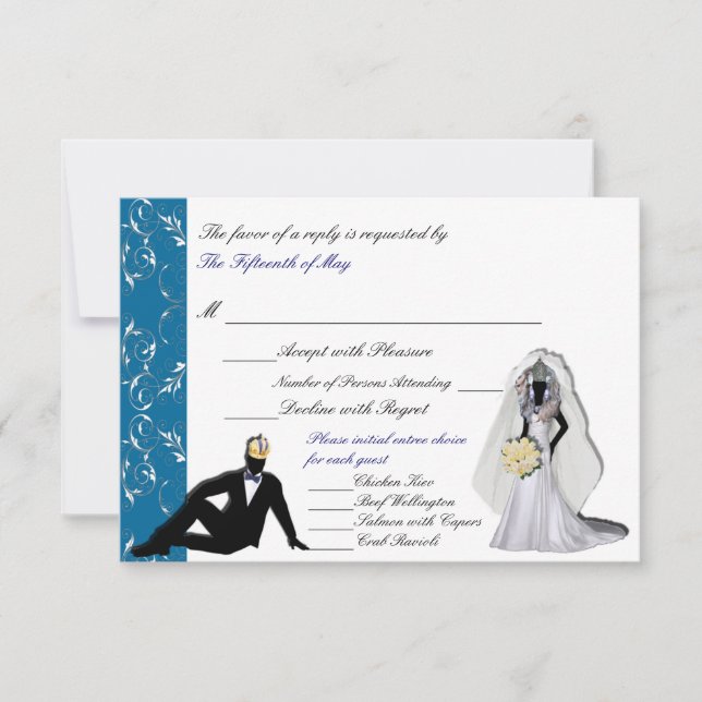 Custom Drag Imperials Wedding RSVP with Entrees (Front)