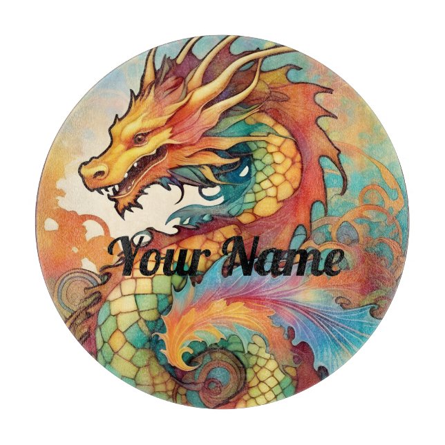 Custom Dragon Glass Cutting Board V02 (Front)