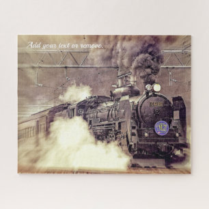 Custom, dramatic photo of steam train locomotive: jigsaw puzzle