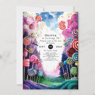 Custom Dreamy Candyland Birthday Invitation