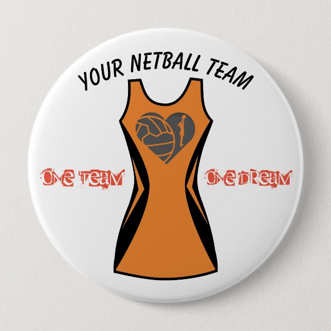 Custom Dress Colour Personalised Netball badge (Front)