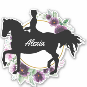 Custom Dressage Horse Name Floral  Sticker