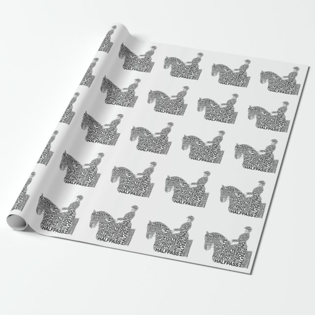 Custom Dressage Terms Wrapping Paper (Unrolled)