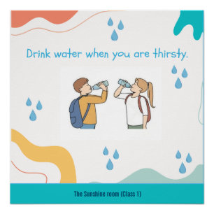 Custom Drink water poster for school supplies