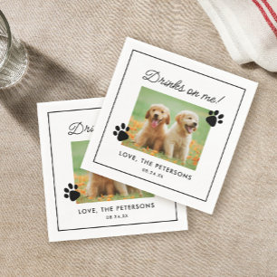 Custom Drinks On Me Photo Pet Wedding Napkin