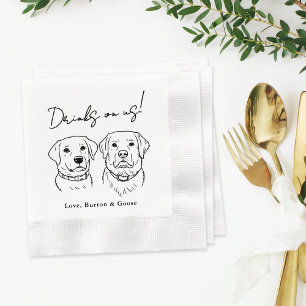 Custom Drinks on Us Two Dog Wedding Napkin