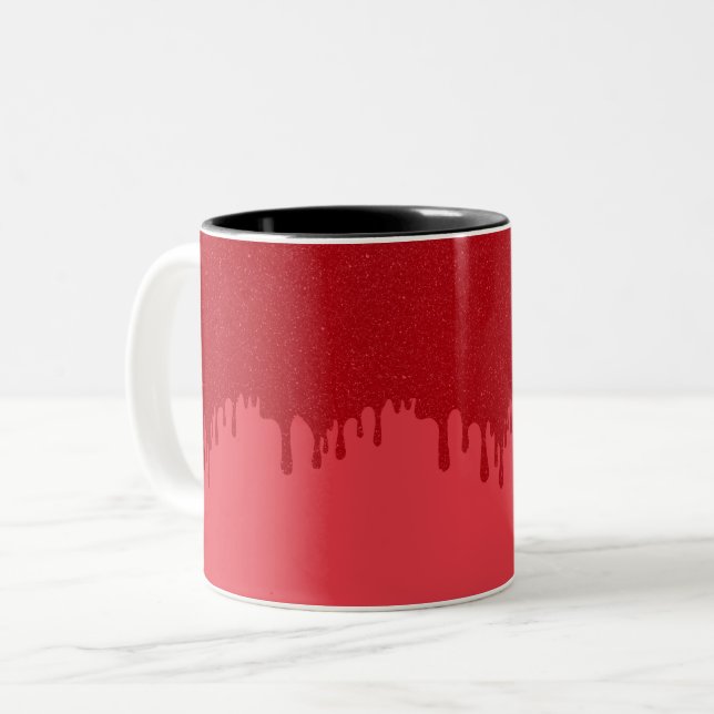 Custom Drip Effect Tomato Red Mug (Front Left)