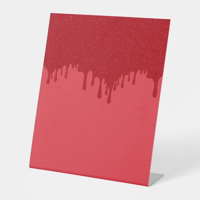 Custom Drip Tomato Red Pedestal Display Sign (Front)