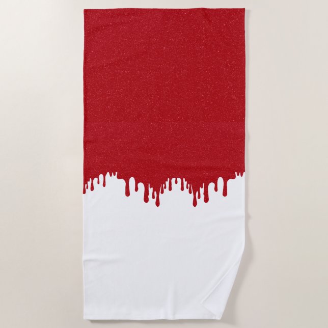 Custom Dripping Tomato Red Gloss Beach Towel (Front)