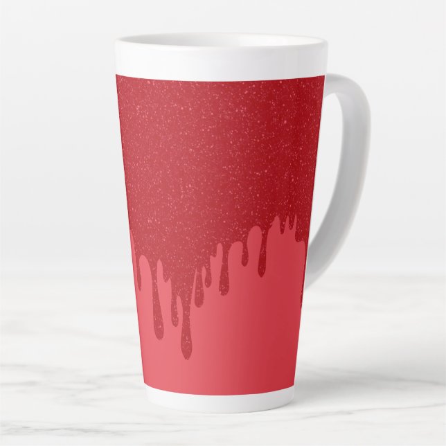 Custom Dripping Tomato Red Gloss Latte Mug (Right Angle)