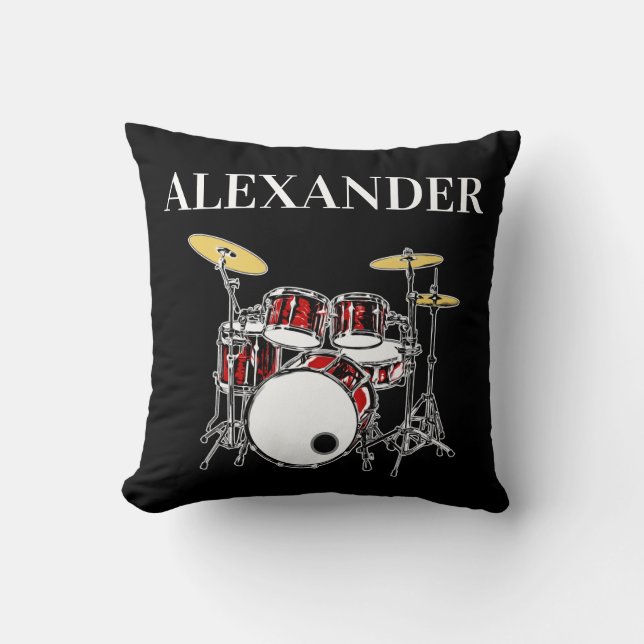 Custom Drummer Rock & Roll Music Drums Musician  Cushion (Front)