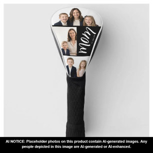 Custom Dual Mum Est. Years Script Black White Golf Head Cover