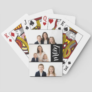 Custom Dual Mum Est. Years Script Black White Playing Cards