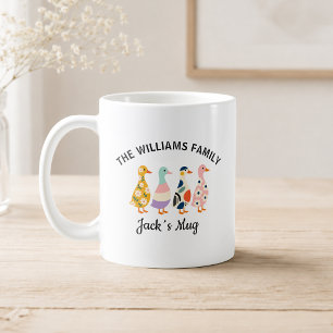 Custom Duck Family of 4 Mug with Name