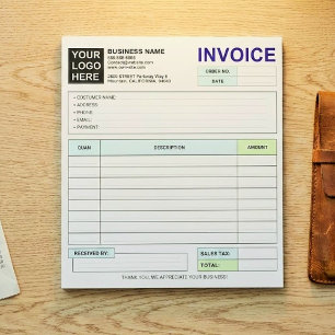 Custom Duplicate Sales Invoice Forms, Company Logo Notepad
