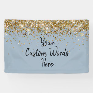 Custom Dusty Blue Black Birthday Party Photo Booth Banner