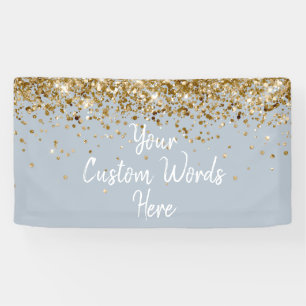 Custom Dusty Blue & Gold Customised Birthday Party Banner