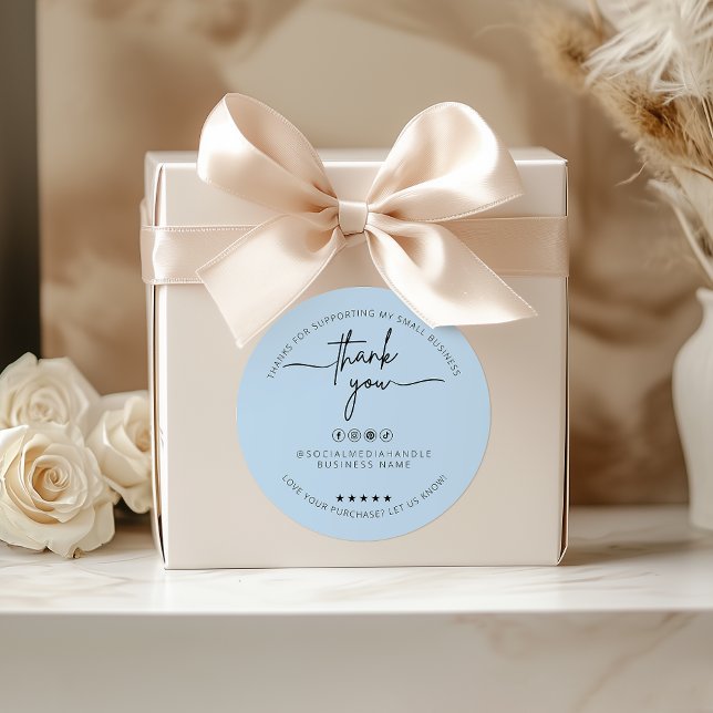 Custom Dusty Blue Sticker Thank You Label  (Custom Dusty Blue Sticker Thank You Label)