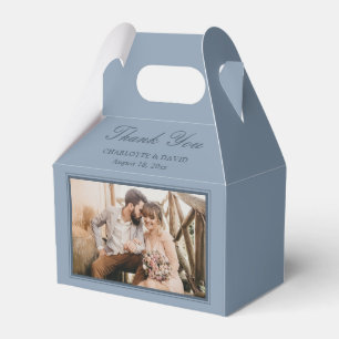 Custom Dusty Blue Wedding Photo Thank You Favour Box