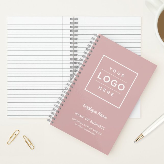 Custom Dusty Rose Business Logo and Employee Name Notebook (Creator Uploaded)