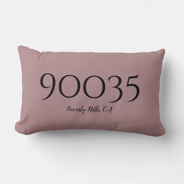 Custom Dusty Rose City State Zip Code Location  Lumbar Cushion (Front)