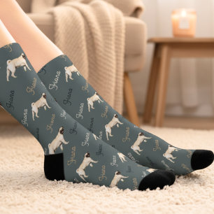 Custom Dusty Teal Dog Photo Socks
