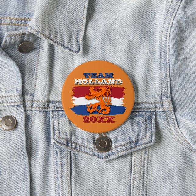 Custom Dutch Flag Orange Lion Team Holland 2026 7.5 Cm Round Badge (In Situ)