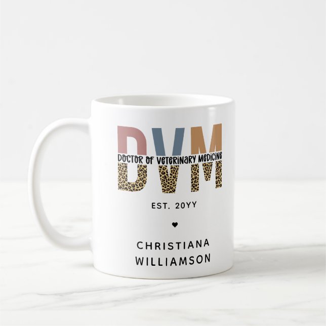 Custom DVM Doctor of Veterinary Medicine Gifts Coffee Mug (Left)