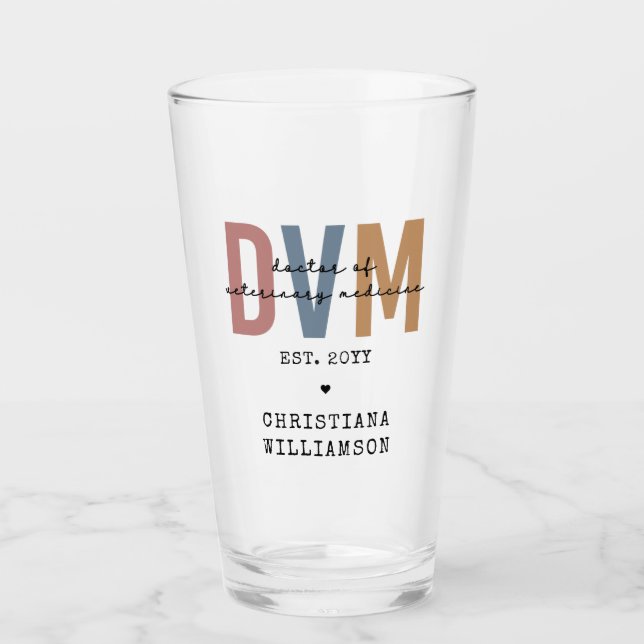 Custom DVM Doctor of Veterinary Medicine Gifts Glass (Front)