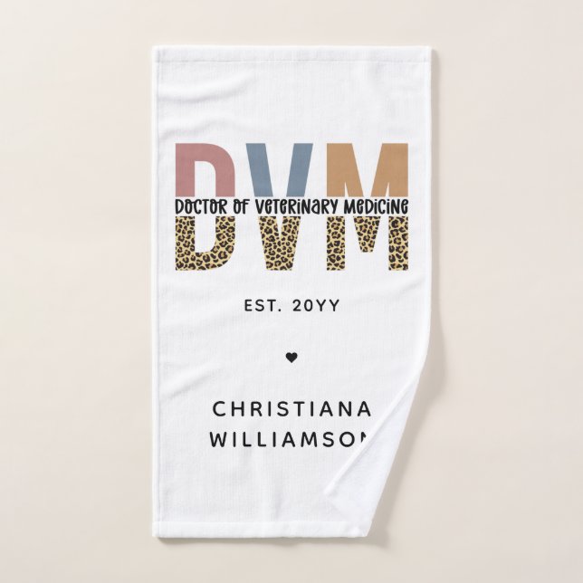 Custom DVM Doctor of Veterinary Medicine Gifts Hand Towel (Hand Towel)