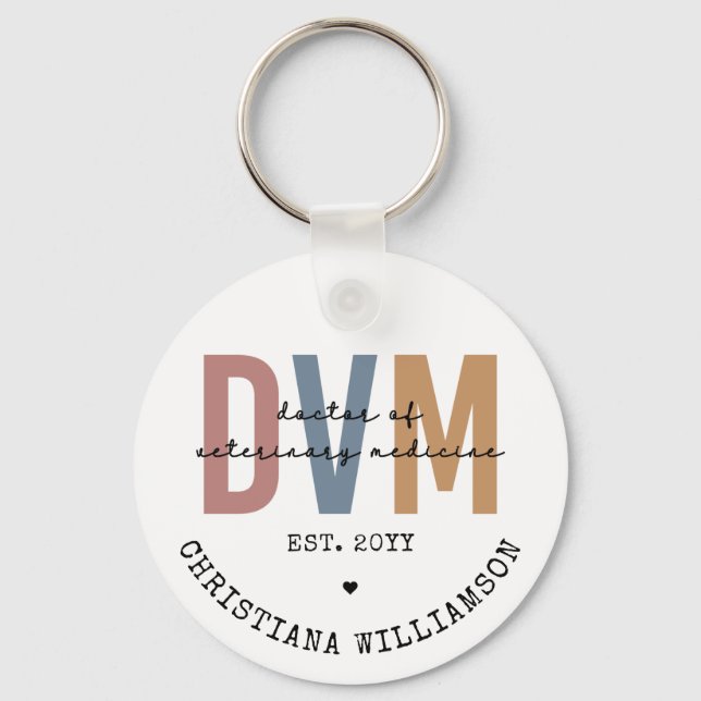 Custom DVM Doctor of Veterinary Medicine Gifts Key Ring (Front)