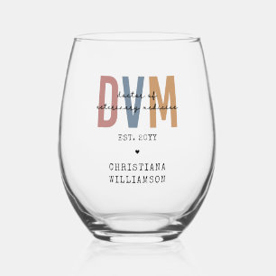 Custom DVM Doctor of Veterinary Medicine Gifts Stemless Wine Glass