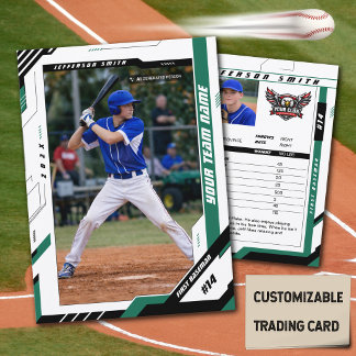 Custom Dynamic Green Baseball Player Trading Card