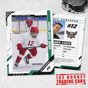 Custom Dynamic Green Ice Hockey Player Card