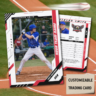 Custom Dynamic Red Baseball Player Trading Card