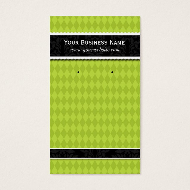 Custom Earring Cards Lime Green Business Cards (Front)