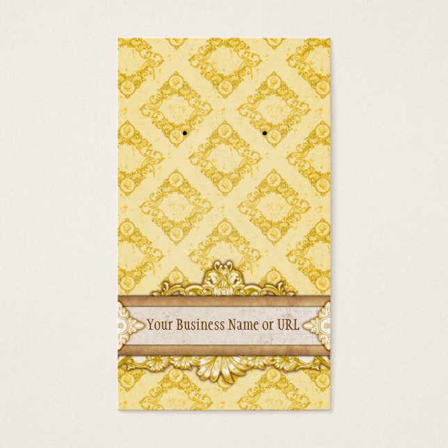 Custom Earring Cards Yellow Vintage Display Cards (Front)