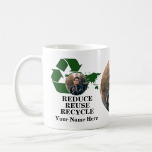Custom earth day photo reduce reuse recycle planet coffee mug