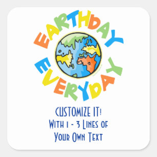 Custom Earth Day Square Sticker
