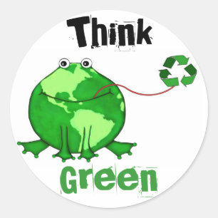 Custom Earth Day / Think Green Frog Stickers