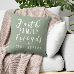 Custom Earth Tone Sage Faith Family Friends Cushion