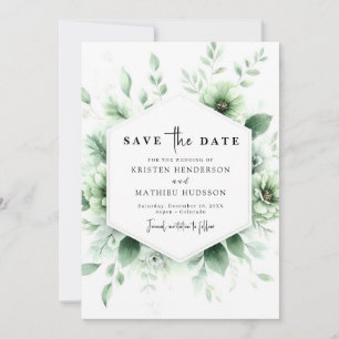 Custom Earthy Flowers Sage Green Wedding Save The Date