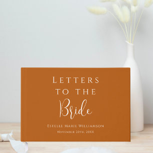 Custom Earthy Terracotta Rust Letters to the Bride Guest Book