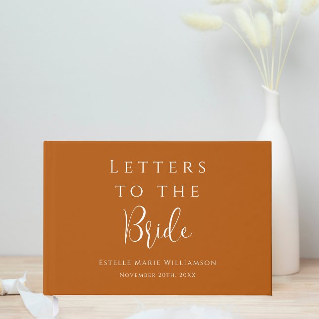 Custom Earthy Terracotta Rust Letters to the Bride Guest Book (Creator Uploaded)